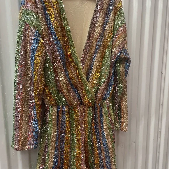 Endless Rose Vibrant Sequin Romper Size L - Picture 3 of 7